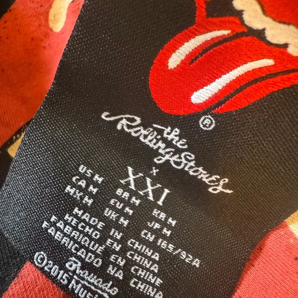 The rolling stones band graphic maxi dress forever 21 sheer chiffon women M - Picture 2 of 8